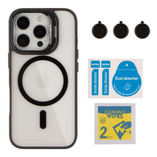 Чохол TPU+PC+Metal Stand Case with MagSafe and Camera Lenses для iPhone 16 Pro Max М'ята упаковка превью 3