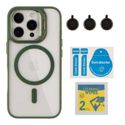 Чохол TPU+PC+Metal Stand Case with MagSafe and Camera Lenses для iPhone 16 Pro Max М'ята упаковка превью 7