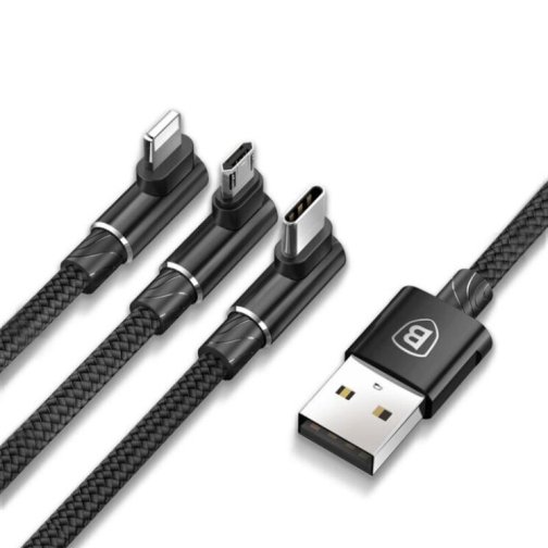 Купить USB Baseus MVP 3-in-1 USB to Micro / Lightning / Type-C 3.5A 1.2m CAMLT-WZ, 2