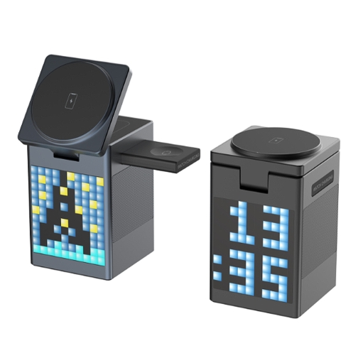 Купить Беспроводное Зарядное Устройство 5in1 15W (Pixel Display/Clock/BT Speaker 5W) IP Version, 3