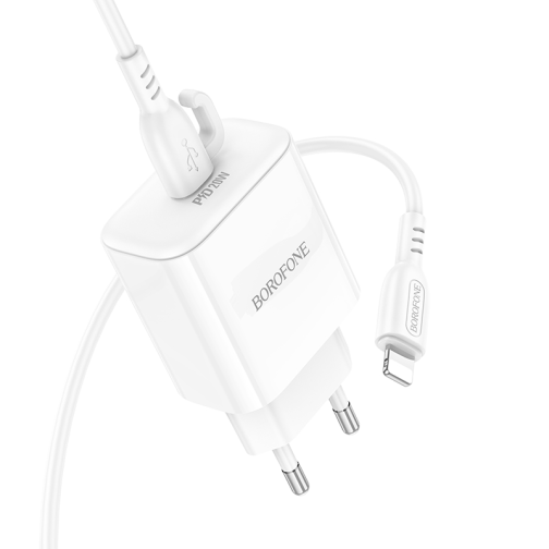 Мережевий Зарядний Пристрій Borofone BA81A 1USB-C PD/QC 20W+Type-C to Lightning превью 3
