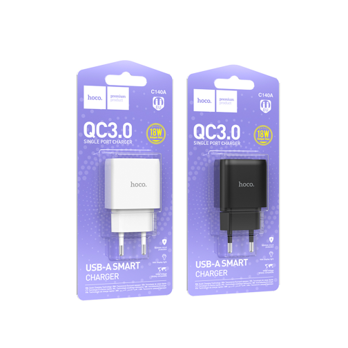 Мережевий Зарядний Пристрій Hoco C140A 1USB QC 18W превью 6
