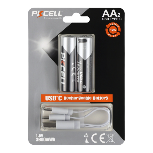 Акумуляторна Батарейка AA PKCELL AA-3600 USB-C 3600mWh (2 од.)
