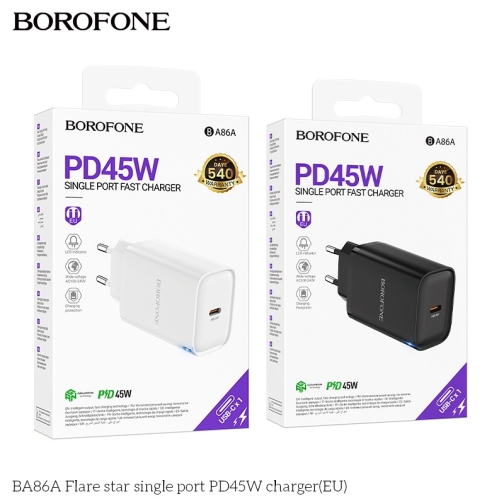 Купити Мережевий Зарядний Пристрій Borofone BA86A 1USB-C PD/QC 45W М'ята упаковка