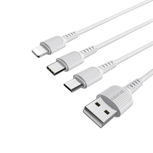 Купить USB Borofone BX16 3-in-1 Easy IP+Micro+Type-C, 5