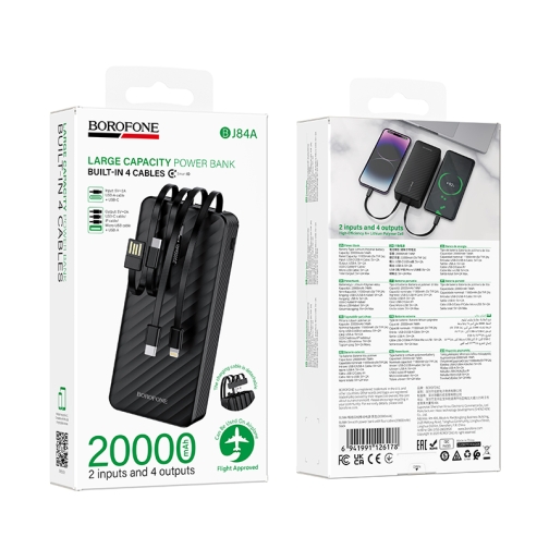 Купити Універсальна Мобільна Батарея Power Bank Borofone BJ84A Smooth with four cables 20000mAh