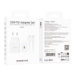Купити Мережевий Зарядний Пристрій Borofone BA82A 1USB-C PD/QC 25W+Type-C to Type-C М'ята упаковка