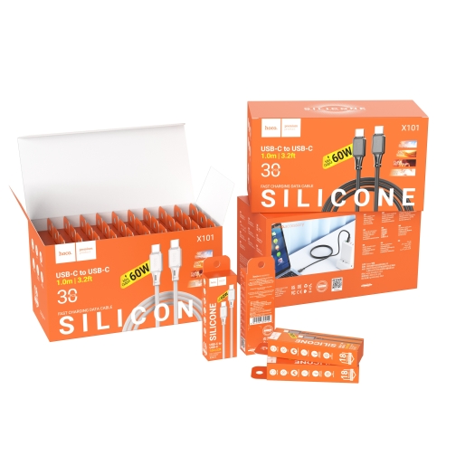 Купити Кабель USB Hoco X101 Assistant Silicone Type-C to Type-C 60W 30шт.