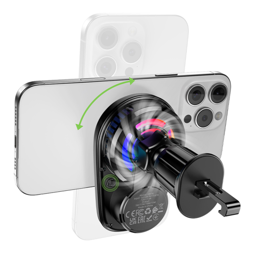 Автотримач Hoco HW36 Electric Rotating 4.5-7.0 inch Magnetic Ring Wireless 15W превью 4