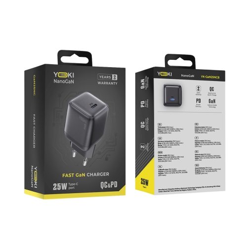 Купить Сетевое Зарядное Устройство Yoki YK-GaN25NCB NanoGaN Type-C PD&QC 25W, 3