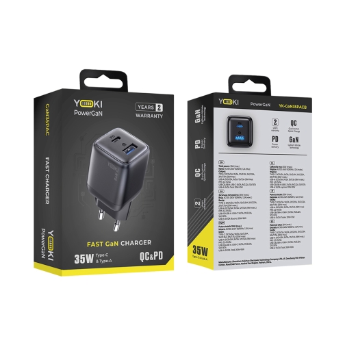 Купити Мережевий Зарядний Пристрій Yoki YK-GaN35PACB PowerGaN Type-C + USB PD&QC 35W, 3