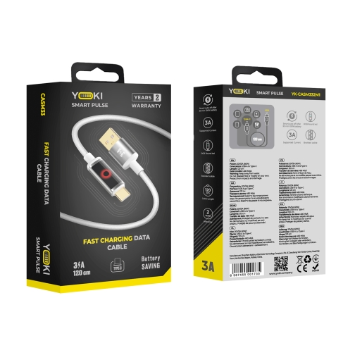 Купити Кабель USB YOKI SM33 SMART PULSE Type-C 3A 1.2m, 2