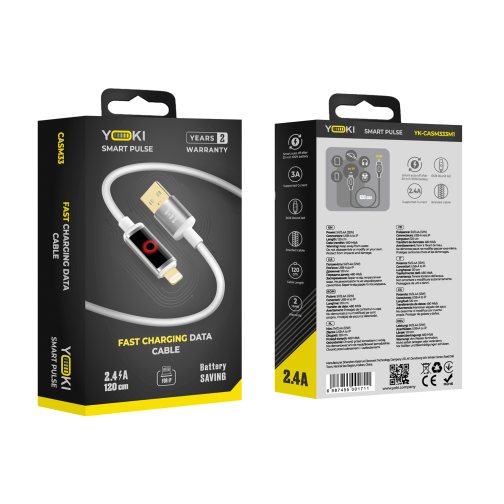 Кабель USB YOKI SM33 SMART PULSE to iP 2,4A 1.2m превью 2