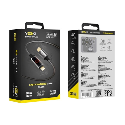 Купити Кабель USB YOKI SM33 SMART PULSE Type-C to iP 30W 1.2m, 3