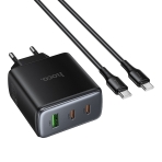 Купить Сетевое Зарядное Устройство Hoco C160A 2USB-C/1USB QC/PD65W+Type-C to Type-C, 3