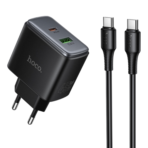 Купить Сетевое Зарядное Устройство Hoco C158A 1USB-C/1USB QC/PD45W GAN+Type-C to Type-C
