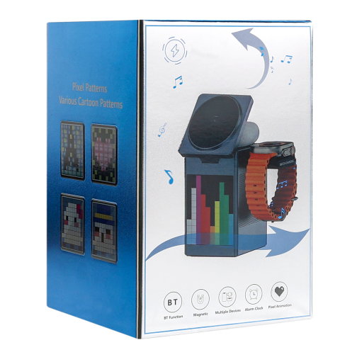 Бездротовий Зарядний Пристрій 5in1 15W(Pixel Display/Clock/BT Speaker 5W)IPVersion М'ята упаковка превью 2