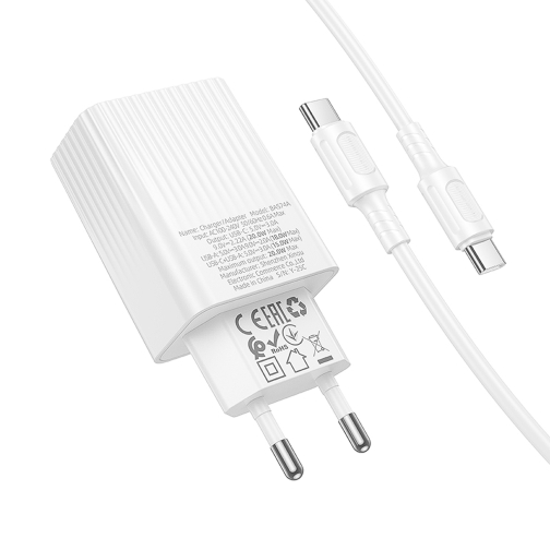 Купить Сетевое Зарядное Устройство Borofone BAS74A 1USB-C/1USB PD/QC 20W+Type-C to Type-C, 8