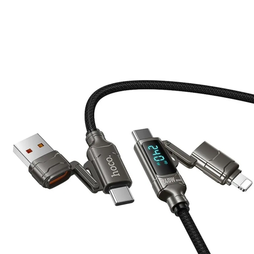 Купити Кабель USB Hoco U152 PD3.1 240W 4-in-1 USB/C to iP/C Led Display 1.2m, 3
