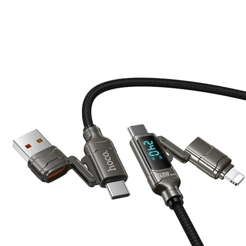 Кабель USB Hoco U152 PD3.1 240W 4-in-1 USB/C to iP/C Led Display 1.2m превью 3