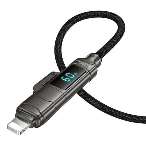 Кабель USB Hoco U152 PD3.1 240W 4-in-1 USB/C to iP/C Led Display 1.2m превью 4