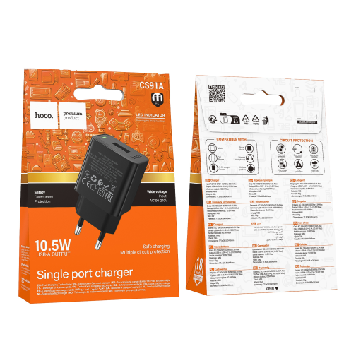Мережевий Зарядний Пристрій Hoco CS91A 1USB 2.1A превью 2