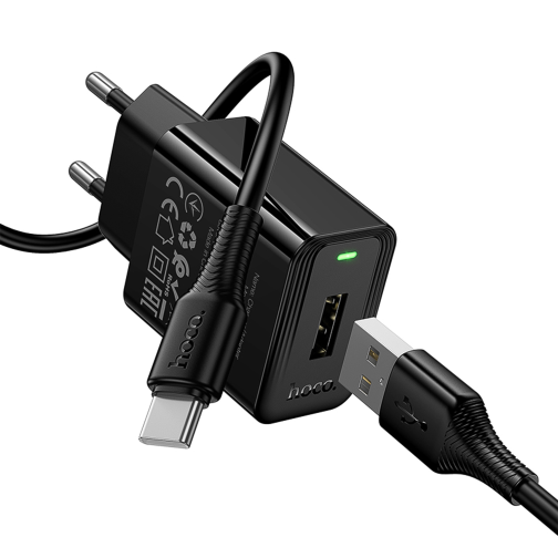 Мережевий Зарядний Пристрій Hoco CS91A 1USB 2.1A+USB to Type-C превью 5
