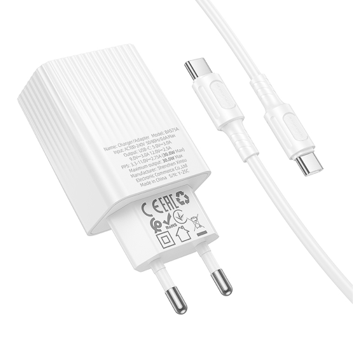 Мережевий Зарядний Пристрій Borofone BAS75A 1USB-C PD/QC 30W+Type-C to Type-C превью 8