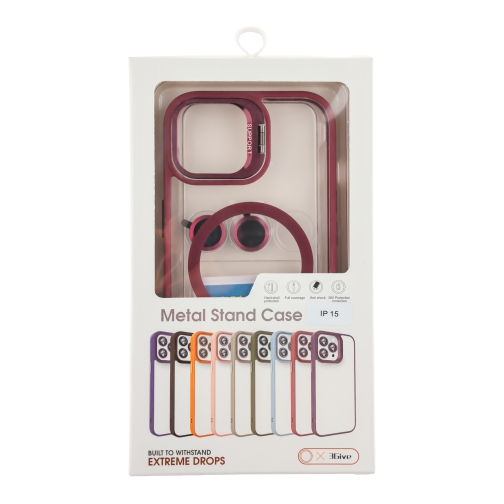 Купить Чехол TPU+PC+Metal Stand Case with MagSafe and Camera Lenses для iPhone 15, 11