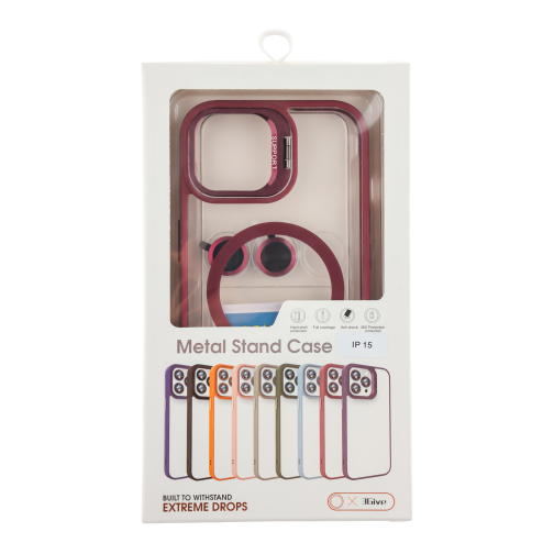 Чохол TPU+PC+Metal Stand Case with MagSafe and Camera Lenses для iPhone 15 превью 11