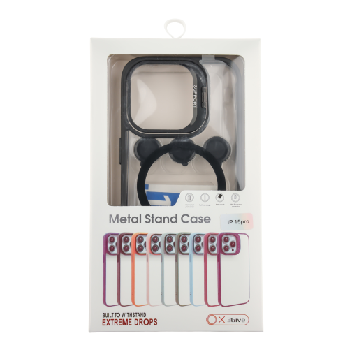 Чохол TPU+PC+Metal Stand Case with MagSafe and Camera Lenses для iPhone 15 Pro превью 3