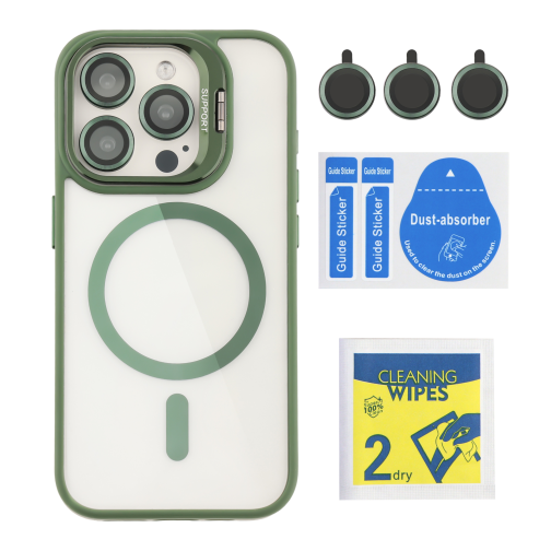 Чохол TPU+PC+Metal Stand Case with MagSafe and Camera Lenses для iPhone 15 Pro превью 17