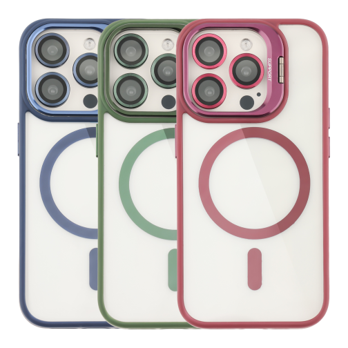 Чохол TPU+PC+Metal Stand Case with MagSafe and Camera Lenses для iPhone 15 Pro Max