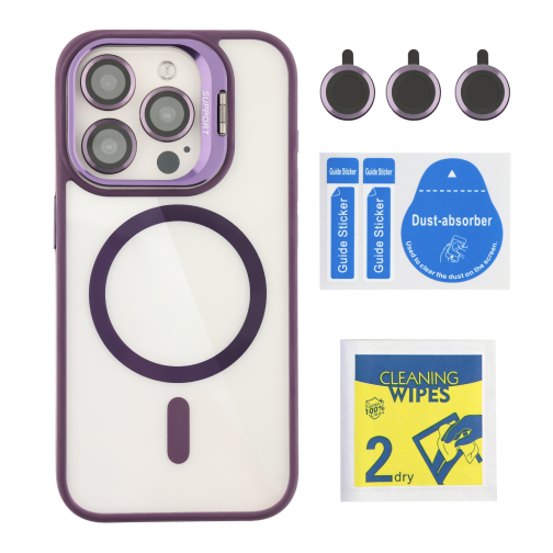 Чохол TPU+PC+Metal Stand Case with MagSafe and Camera Lenses для iPhone 15 Pro Max превью 16