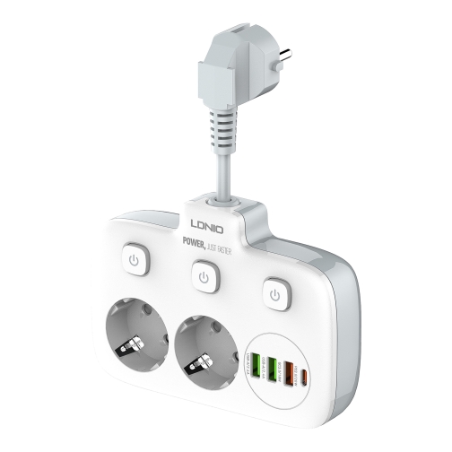 Купити Мережевий Подовжувач LDNIO SE2435 3USB-A / 1USB-C / 2-Sockets QC/PD20W