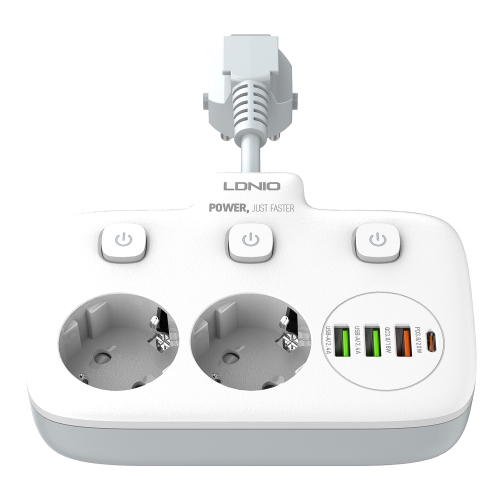 Купити Мережевий Подовжувач LDNIO SE2435 3USB-A / 1USB-C / 2-Sockets QC/PD20W, 3