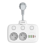 Купити Мережевий Подовжувач LDNIO SE2435 3USB-A / 1USB-C / 2-Sockets QC/PD20W, 6