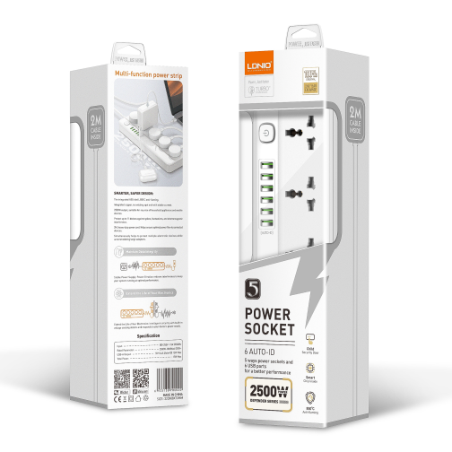 Мережевий Подовжувач LDNIO SC5614 6USB-A / 5 Sockets 2m превью 2
