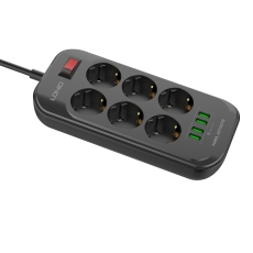 Купити Мережевий Подовжувач LDNIO SE6403 4USB-A / 6-Sockets 2m