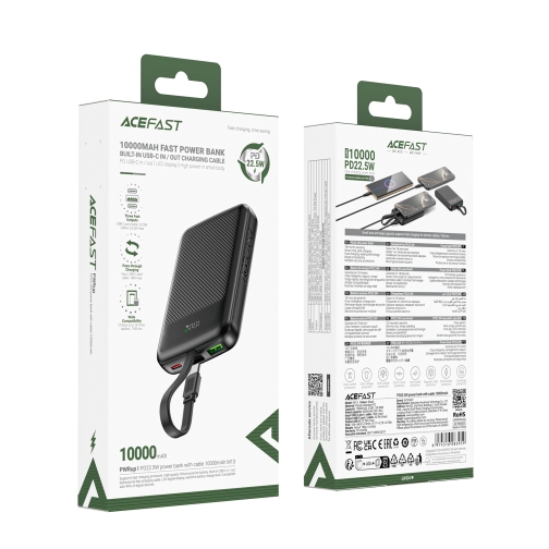 Купити Універсальна Мобільна Батарея Power Bank AceFast M13 PD22.5W,with cable Type-C, 10000mAh, 2