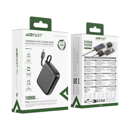 Купить Power Bank AceFast M15 PD20W with cable Type-C, 10000mAh, 2