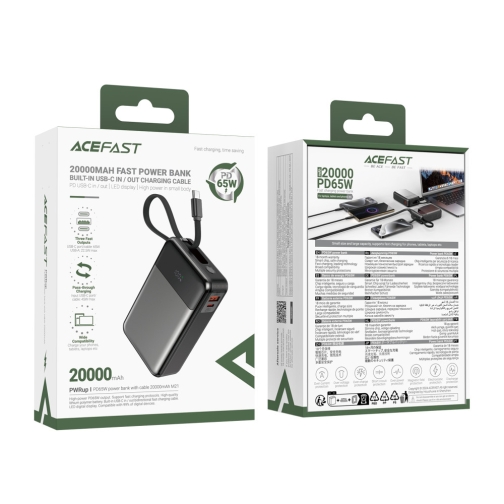 Купить Power Bank AceFast M21 PD65W with cable Type-C, 20000mAh, 2