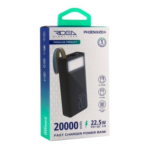 Купити Універсальна Мобільна Батарея Power Bank Ridea RP-D20L+ Phoenix20+ PD/QC 3.0 20W  digital display + lamp 20000 mAh, 2