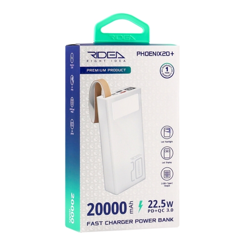 Купити Універсальна Мобільна Батарея Power Bank Ridea RP-D20L+ Phoenix20+ PD/QC 3.0 20W  digital display + lamp 20000 mAh, 3