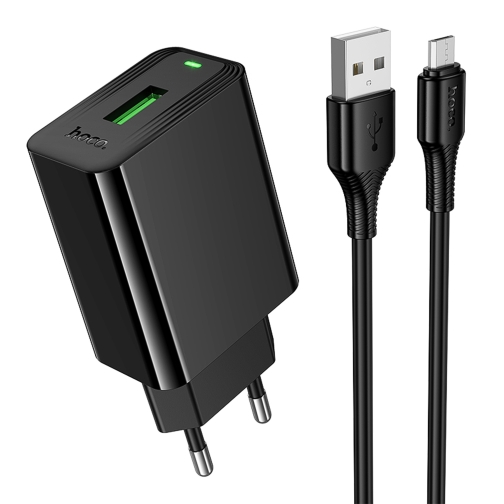Купити Мережевий Зарядний Пристрій Hoco CS92A 1USB QC 18W+USB to Micro