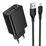 Купити Мережевий Зарядний Пристрій Hoco CS92A 1USB QC 18W+USB to Micro
