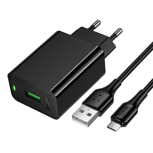 Купити Мережевий Зарядний Пристрій Hoco CS92A 1USB QC 18W+USB to Micro, 3