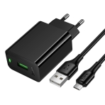 Купити Мережевий Зарядний Пристрій Hoco CS92A 1USB QC 18W+USB to Micro, 3