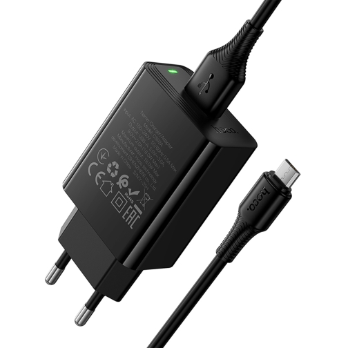 Купити Мережевий Зарядний Пристрій Hoco CS92A 1USB QC 18W+USB to Micro, 4