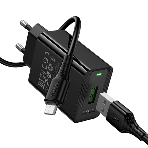 Купити Мережевий Зарядний Пристрій Hoco CS92A 1USB QC 18W+USB to Micro, 5